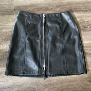 H&M High Waisted Zip Front Leather Skirt
